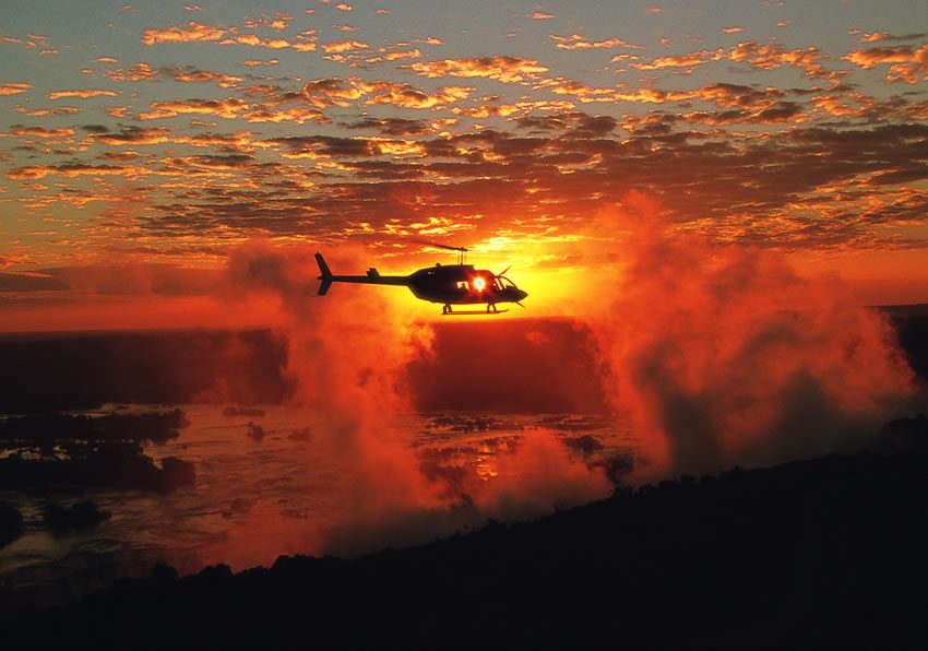 Helicopter over Victoria Falls